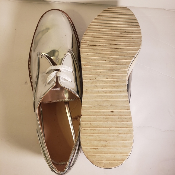 Zara Woman Derby Silver Platform Shoes 39 - Picture 12 of 13